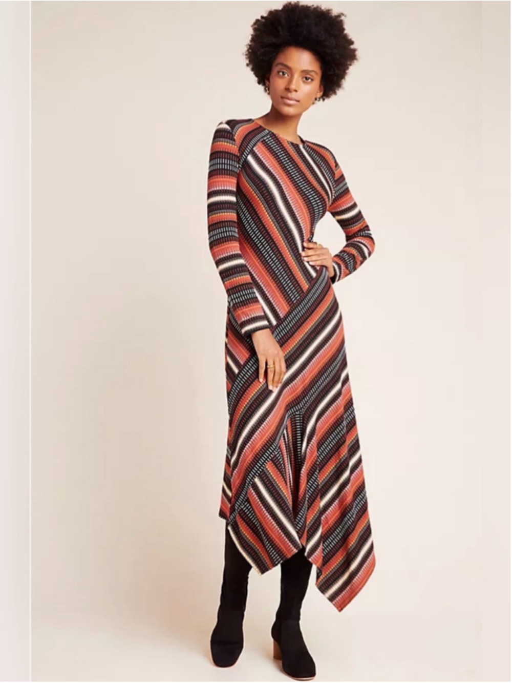 Anthropologie Maeve Parkside Knit Dress Size 1X Curvy Girl Lagenlook Stripes